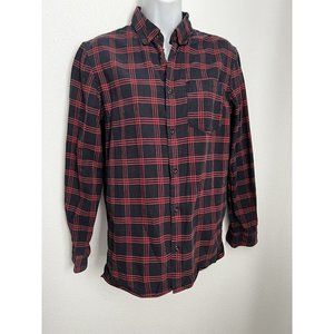 A.P.C. Cotton Flannel Shirt Men Blue Red Plaid Size XS Burton Front Classic
